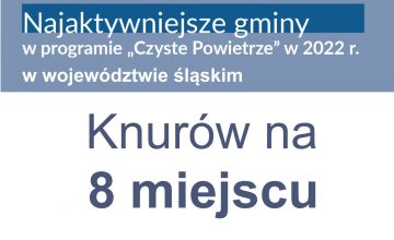 Knurów wysoko w rankingu aktywności gmin w walce ze smogiem